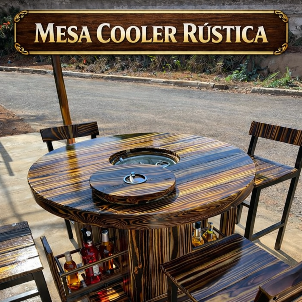 Mesa Cooler Rústica Artesanal